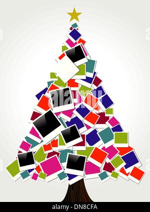 Sofortbild Rahmen Weihnachtsbaum Stock Vektor