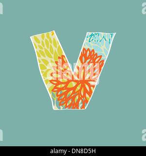 Hand gezeichneten floralen Buchstaben auf blauem Hintergrund isoliert. Vintage Vektor alphabet Stock Vektor