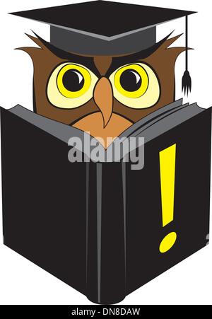Weise Eule Lesebuch Stock Vektor