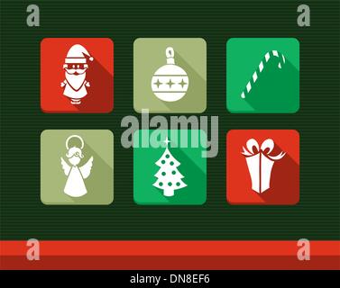Frohe Weihnachten bunten Web app flach-Icons set Abbildung. Stock Vektor