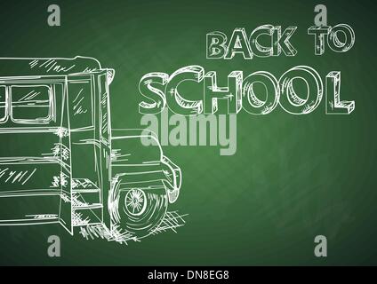 Zurück zum Schulbus Bildung Tafel skizzieren Sie EPS10 Datei. Stock Vektor