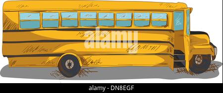 Zurück zum Schulbus Bildung Cartoon Illustration isoliert. Stock Vektor