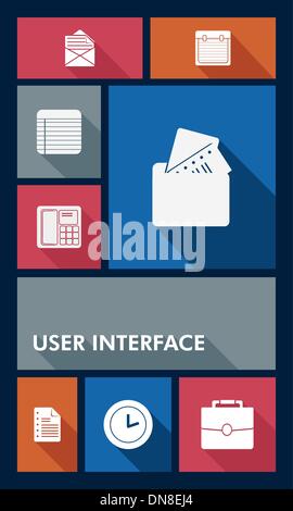 Bunte Geschäft UI apps Benutzer Schnittstelle flach Symbole. Stock Vektor
