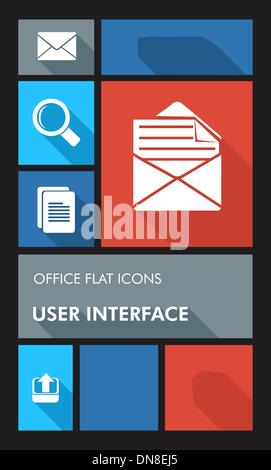 Bunte Office UI apps Benutzer Schnittstelle flach-Symbole. Stock Vektor
