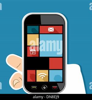 Menschliche Hand mobile bunte social-Media UI apps flache Symbole. Stock Vektor