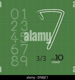 3-3 editierbare Kreide Vektor Ziffern 0-9-set Stock Vektor