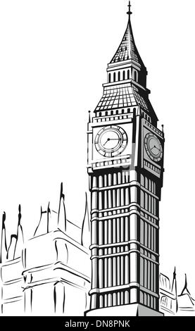 Skizze des Big Ben London Stock Vektor