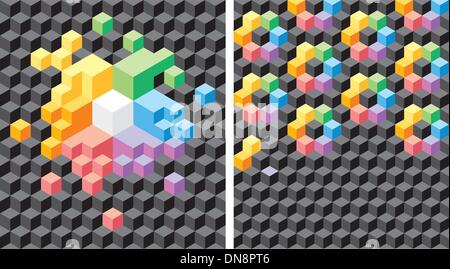 Hintergrund mit schwarzen und bunten Würfel Stock Vektor