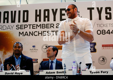 Britische Schwergewichtsboxer Tyson Fury besucht eine Pressekonferenz zu seinem bevorstehenden Kampf gegen David Haye zu verkünden Stockfoto