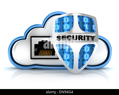Blue Cloud-Sicherheit (durchgeführt in 3d) Stockfoto