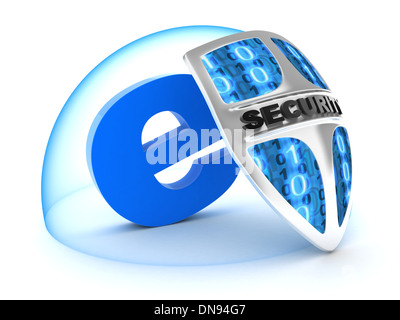 E und Schild (durchgeführt in 3d) Stockfoto