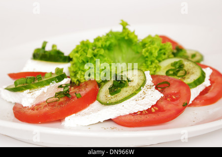 Hüttenkäse mit Gemüse Stockfoto