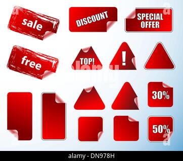 Auflistung der Förderung Vektor Etiketten. Verschiedene Formen, leicht zu Stock Vektor
