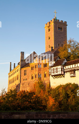 Die Wartburg im Morgenlicht, UNESCO-Weltkulturerbe, Eisenach, Thüringer Wald, Thüringen, Deutschland, Europa Stockfoto