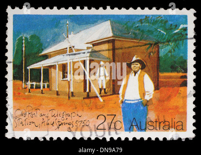 Briefmarke gedruckt in Australien zeigt die historische australische Postämter, Alice Springs, Serie, ca. 1982 Stockfoto