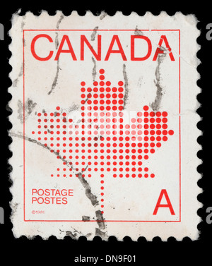 Kanada - ca. 1981: Eine Briefmarke gedruckt in Kanada zeigt Maple Leaf, ein Symbol von Kanada, Serie, ca. 1981 Stockfoto