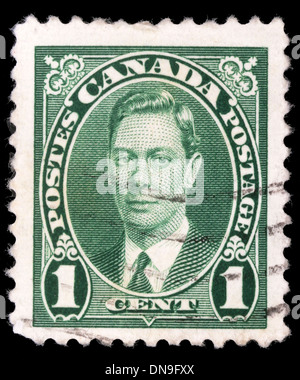 Kanada - ca. 1937: Eine Briefmarke gedruckt in Kanada, zeigt Porträt von König George VI (1895 – 1952), ca. 1937 Stockfoto
