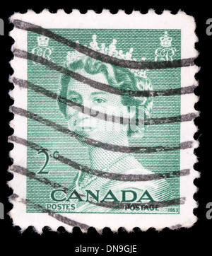 Kanada - ca. 1953: Eine Briefmarke gedruckt in Kanada zeigt Königin Elizabeth II, ca. 1953. Stockfoto