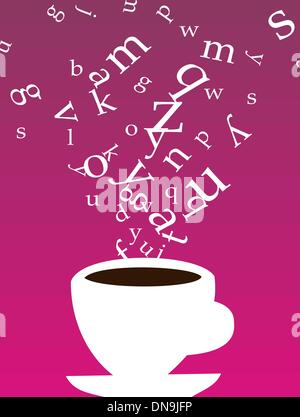 Tasse Kaffee mit Buchstaben Stock Vektor