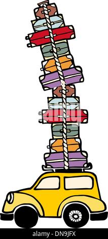 Lets go zum Spaß: ein Auto für den Urlaub bereit. Stock Vektor