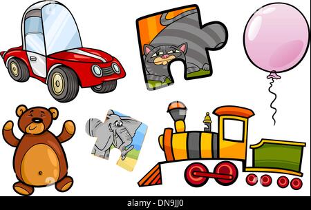 Spielzeug-Objekte cartoon Illustration Satz Stock Vektor