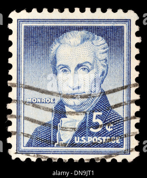 Gedruckt in den Vereinigten Staaten Stempel zeigt Porträt der fünfte Präsident der Vereinigten Staaten James Monroe, ca. 1954 Stockfoto