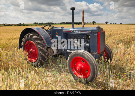 Ein 1937 Fall C Oldtimer-Traktor steht in einem Feld von Weizen Stockfoto