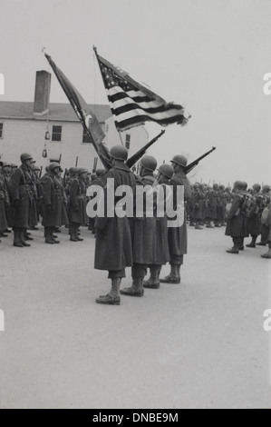 Militär Soldaten in Marching-Formation während Training Outdoor Session, WWII, US Army Militärbasis, Indiana, USA, 1942 Stockfoto