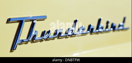 Name Tag, 1956 Ford Thunderbird, Santa Fe, New Mexico USA Stockfoto