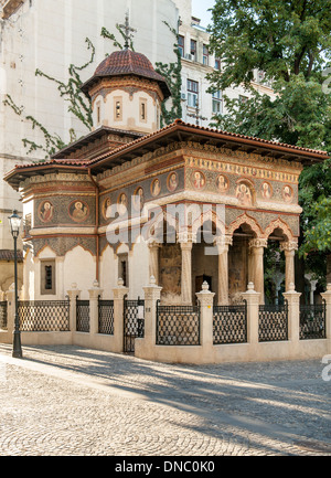 Stavropoleos Kloster (aka Stavropoleos Kirche) in Bukarest, der Hauptstadt von Rumänien. Stockfoto