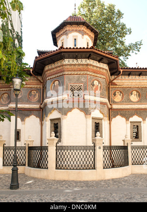 Stavropoleos Kloster (aka Stavropoleos Kirche) in Bukarest, der Hauptstadt von Rumänien. Stockfoto