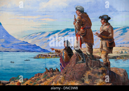 Lewis und Clark im Fort Rock Wandbild Stockfoto