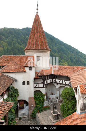 Innenhof des Schloss Bran in Transsilvanien und Umgebung: Zentralrumänien. Stockfoto