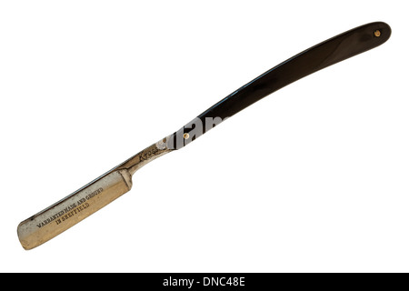 Ein Vintage Krosskeys Kehle Rasiermesser auf weißem Hintergrund Stockfoto
