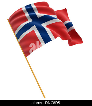 3D norwegische Flagge (Clipping-Pfad enthalten) Stockfoto