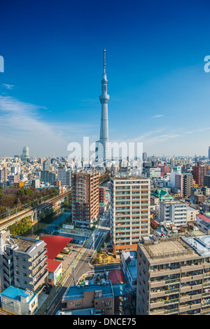 Skyline von Tokyo, Japan mit Tokio Skytree. Stockfoto