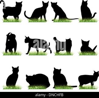 Katzen Silhouetten eingestellt Stock Vektor