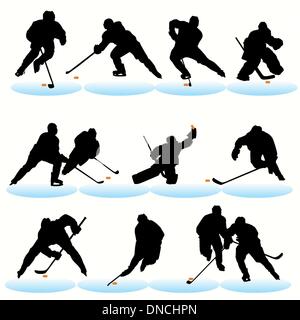 Eishockey Silhouetten eingestellt Stock Vektor