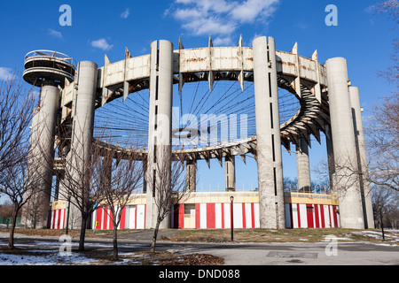 New York State Pavillon, von Philip Johnson und Richard Foster, für 1964 Weltausstellung, Flushing Meadows, Queens, New York. Stockfoto