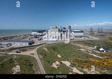 Kernkraftwerk Dungeness. Vom Leuchtturm aus gesehen. Dungeness, Kent, England Stockfoto