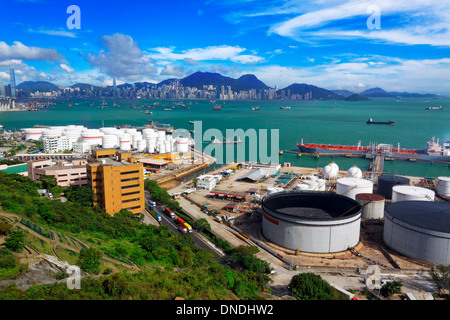 Luftaufnahme von Benzin Industrial Zone Stockfoto