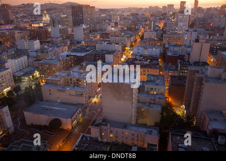 Aerial View of San Francisco, Blick nach Westen von O'Farrell Street, Kalifornien, USA Stockfoto