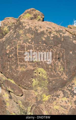 Petroglyphen auf dem Stein in Mojave National Preserve Stockfoto