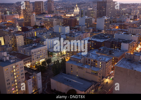 Aerial View of San Francisco, Blick nach Westen von O'Farrell Street, Kalifornien, USA Stockfoto