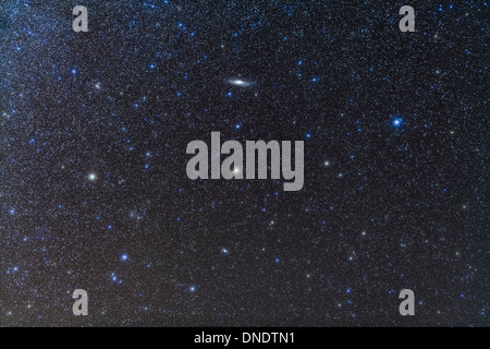 Die Andromeda-Galaxie und Dreiecksnebel mit Sternhaufen. Stockfoto