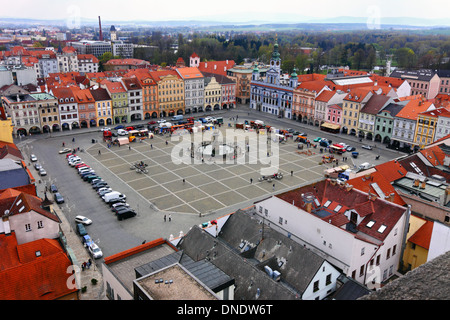 Ceske Budejovice Hauptplatz. Namesti Premysla Otakara II Stockfoto