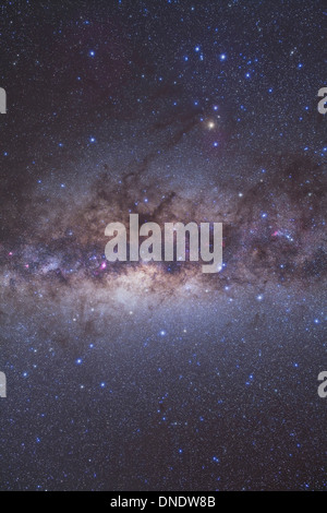 Das Zentrum der Milchstraße durch Schütze und Skorpion. Stockfoto