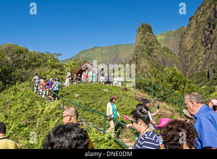 Die herrlichen Gipfel der Iao Nadel in Central Maui. Stockfoto