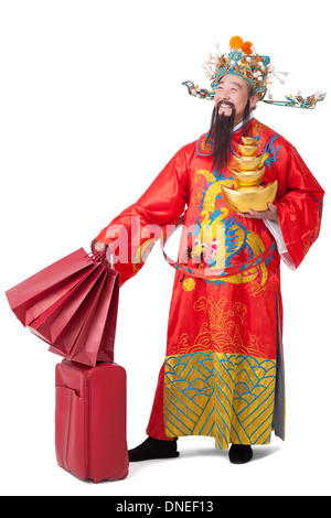 Chinesischen Gott des Reichtums mit Geschenken feiern Chinese New Year Stockfoto