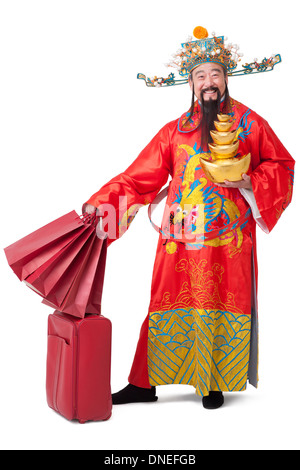 Chinesischen Gott des Reichtums mit Geschenken feiern Chinese New Year Stockfoto